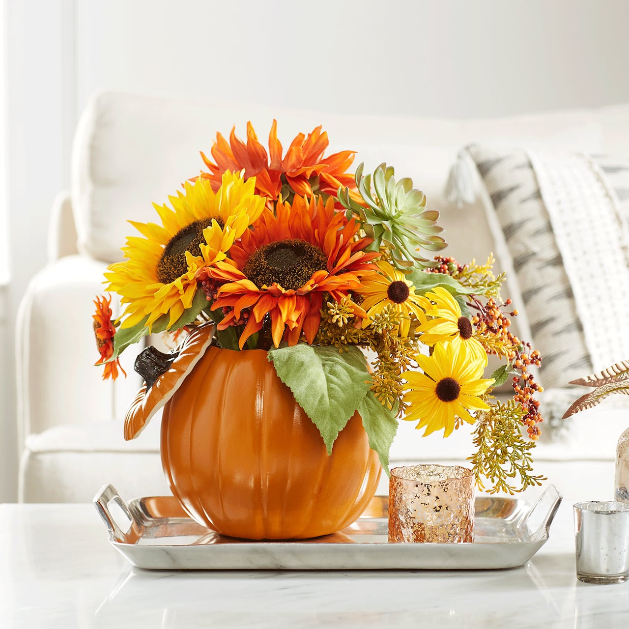 Fall Floral Décor Craft Pumpkin